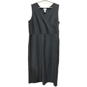 Avenue Maxi Dress Women Plus 18 Gray Striped V Neck Sleeveless Minimalist Mature